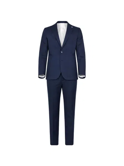 Manuel Ritz Single-breasted Suit In Blue