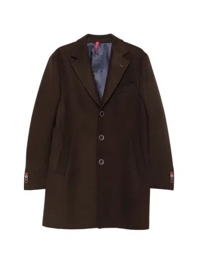 Manuel Ritz Slim-fit Notched-lapel Coat In Brown
