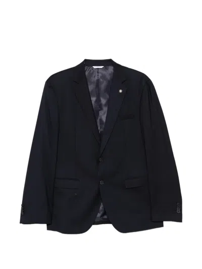 Manuel Ritz Slim-fit Twill Suit In Blue