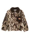Manuel Ritz Snakeskin-print Fleece Jacket In Brown