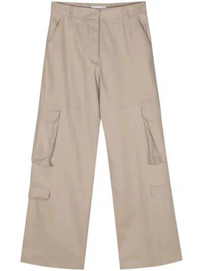 Manuel Ritz Straight Cargo Trousers In Neutrals