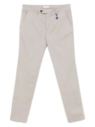 Manuel Ritz Stretch-cotton Chinos In Grey