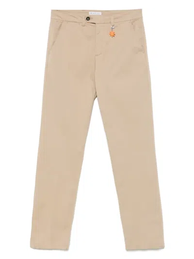 Manuel Ritz Stretch-cotton Chinos In Neutrals