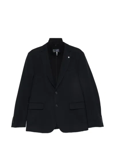 Manuel Ritz Stretch Flannel-bib Blazer In Blue