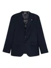 Manuel Ritz Stretch Hopsack-eye Suit In Blue