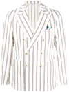 Manuel Ritz Stripe-pattern Double-breasted Blazer In Nude