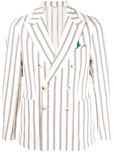 Manuel Ritz Stripe-pattern Double-breasted Blazer In Nude