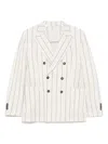 Manuel Ritz Striped Blazer In Neutral