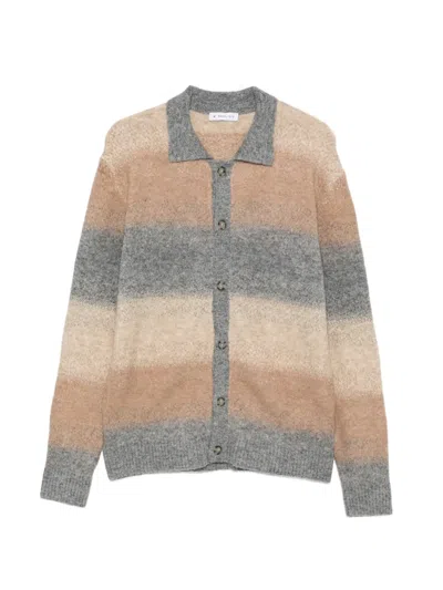 Manuel Ritz Striped Button-up Cardigan In 그레이