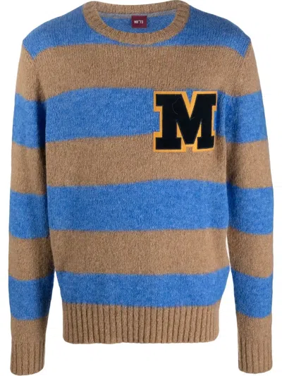 Manuel Ritz Striped Crew-neck Jumper In Blau