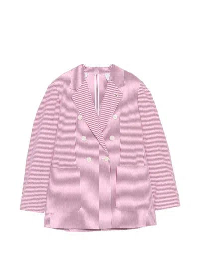 Manuel Ritz Striped Double-breasted Jacket In Pink