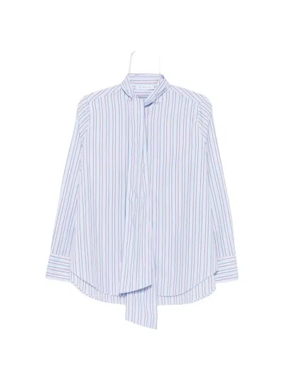 Manuel Ritz Striped Pussy-bow Shirt In Blue
