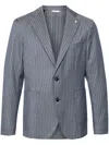 Manuel Ritz Striped Single-breasted Blazer In Blue