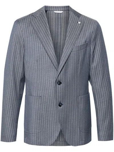 Manuel Ritz Striped Single-breasted Blazer In Blue