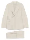 Manuel Ritz Striped Suit In Neutrals