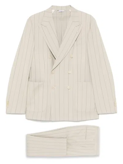 Manuel Ritz Striped Suit In Neutrals