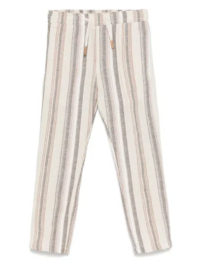 Manuel Ritz Kids' Striped Trousers In Beige