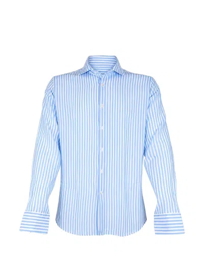 Manuel Ritz Striped-print Long-sleeve Shirt In Blue