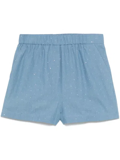 Manuel Ritz Studded Cotton Shorts In 蓝色