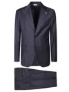 Manuel Ritz Tailored Blue Two-piece Suit With Structured Blazer And Slim-fit Trousers In Black