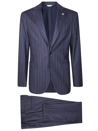 MANUEL RITZ TAILORED DOUBLE-BREASTED PINSTRIPE BLAZER