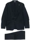 Manuel Ritz Tailored Navy Blue Two-piece Linen Suit In Blue