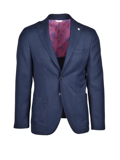 Manuel Ritz Tailored Virgin Wool Jacket In Blue