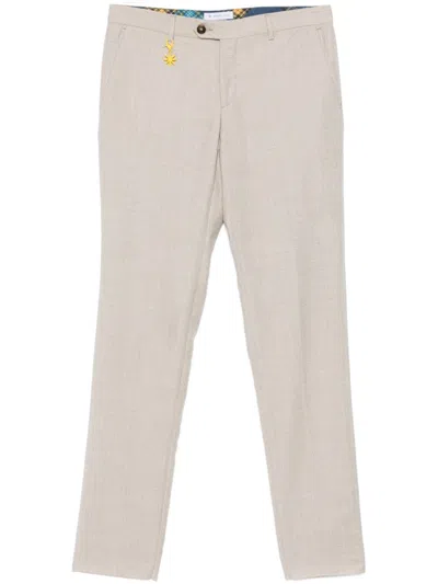 Manuel Ritz Tapered Tailored Trousers In Neutrals