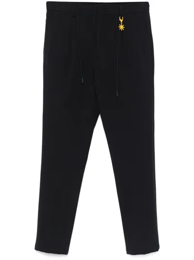 Manuel Ritz Velvet Pleated Chinos In Blue