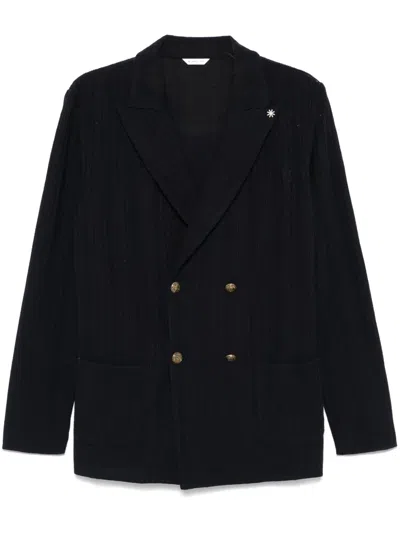 Manuel Ritz Textured Blazer In 蓝色