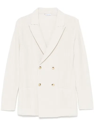 Manuel Ritz Textured Blazer In White
