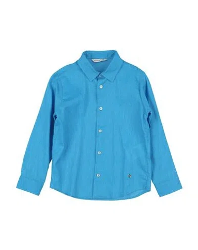 Manuel Ritz Babies'  Toddler Boy Shirt Azure Size 5 Linen, Cotton In Blue