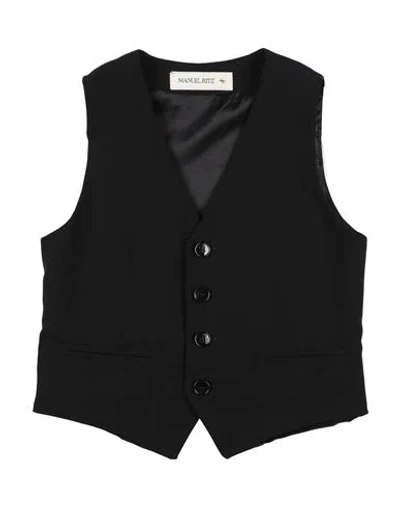 Manuel Ritz Babies'  Toddler Boy Tailored Vest Black Size 4 Polyester, Viscose, Elastane