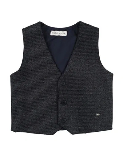 Manuel Ritz Babies'  Toddler Boy Tailored Vest Midnight Blue Size 5 Polyester, Cotton, Elastane In Black