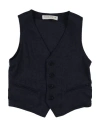Manuel Ritz Toddler Boy Tailored Vest Navy Size 4 Linen, Cotton In Navy Blue