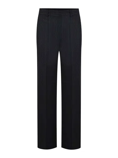 Manuel Ritz Trousers In Wool Blend In Black