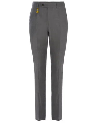 Manuel Ritz Trousers  Made Of Wool Canvas In Grigio