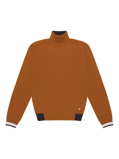 Manuel Ritz Turtleneck Ribbed-hem Sweater In Brown