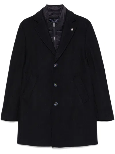 Manuel Ritz Twill Coat In Blue