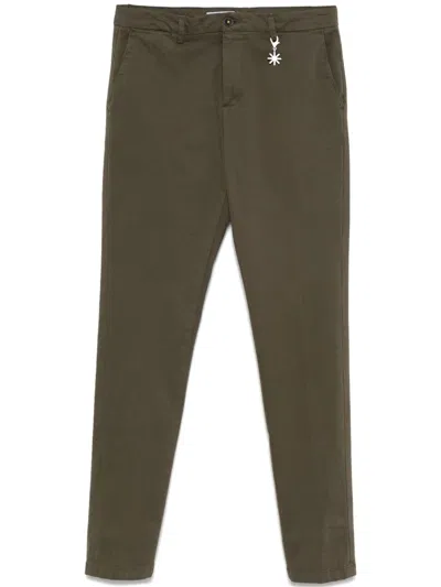 Manuel Ritz Twill-weave Chinos In Green