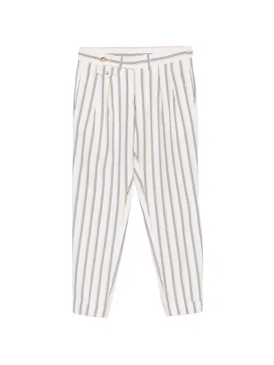 Manuel Ritz Vertical-stripe Pleated Trousers In White
