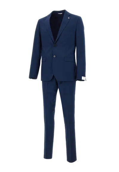 Manuel Ritz Viscose Two-piec Suit In Blue