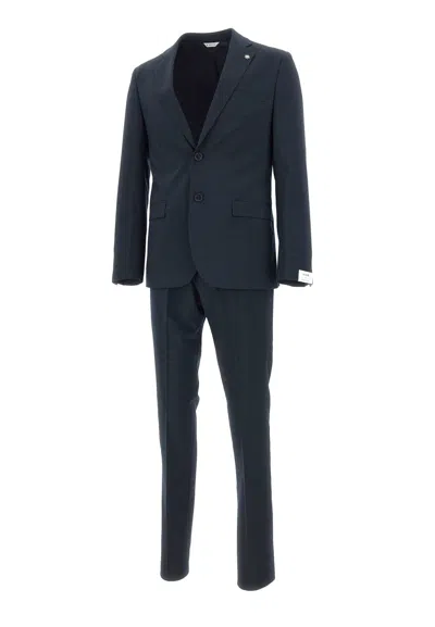 Manuel Ritz Viscose Two-piece Suit In Nero