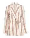 Manuel Ritz Woman Blazer Ivory Size 6 Viscose, Polyester In Beige