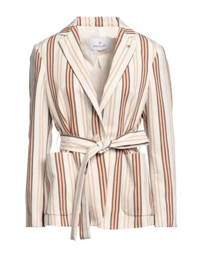 MANUEL RITZ MANUEL RITZ WOMAN BLAZER IVORY SIZE 6 VISCOSE, POLYESTER