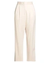 Manuel Ritz Woman Pants Beige Size 6 Viscose, Polyamide, Elastane In White
