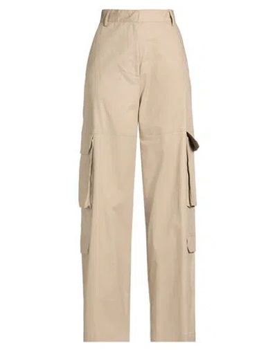 Manuel Ritz Woman Pants Beige Size 8 Cotton, Elastane In Brown