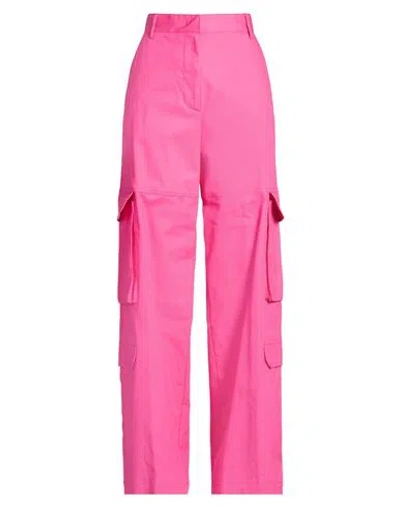 Manuel Ritz Woman Pants Fuchsia Size 6 Cotton, Elastane In Pink