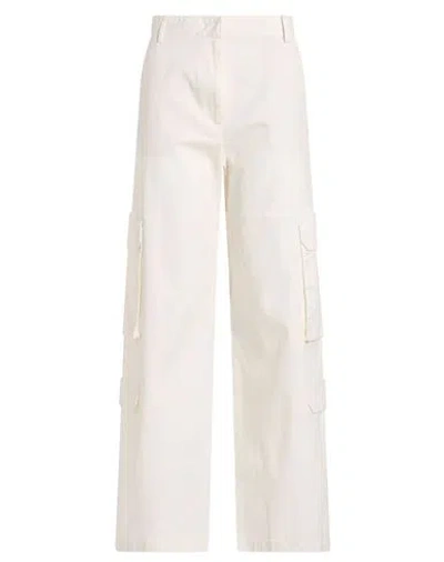Manuel Ritz Woman Pants Ivory Size 6 Cotton, Elastane In White