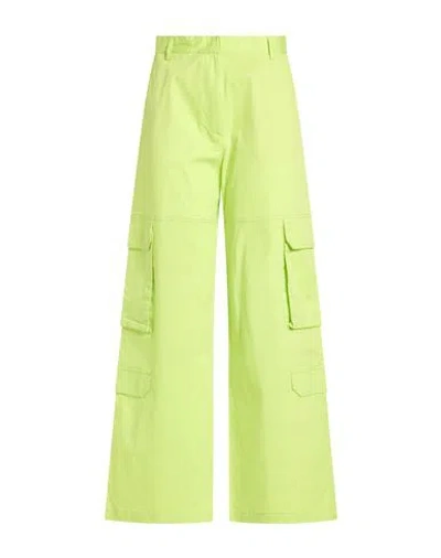 Manuel Ritz Woman Pants Lime Green Size 4 Cotton, Elastane